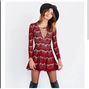 Stylestalker urban outfitters red lace mini dress